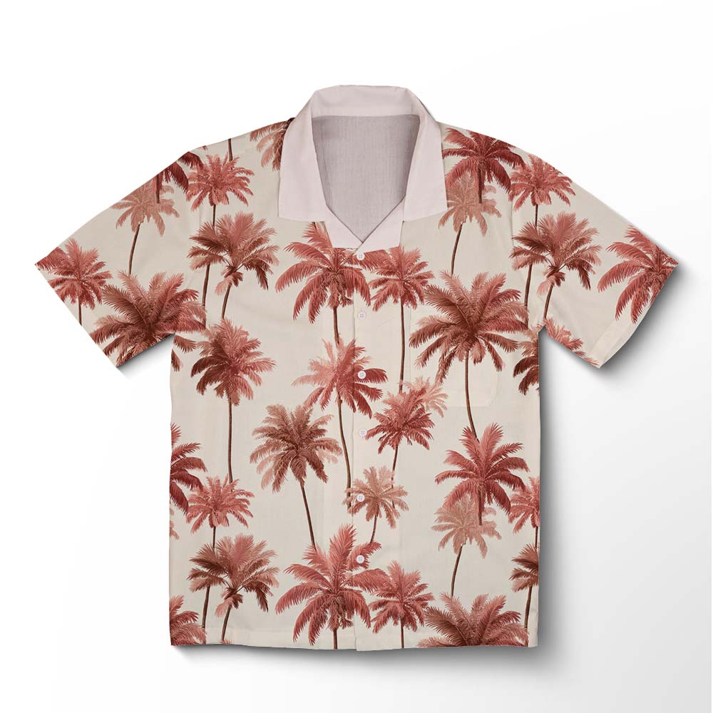 Chemise hawaïenne Crique de Palmiers Terracotta