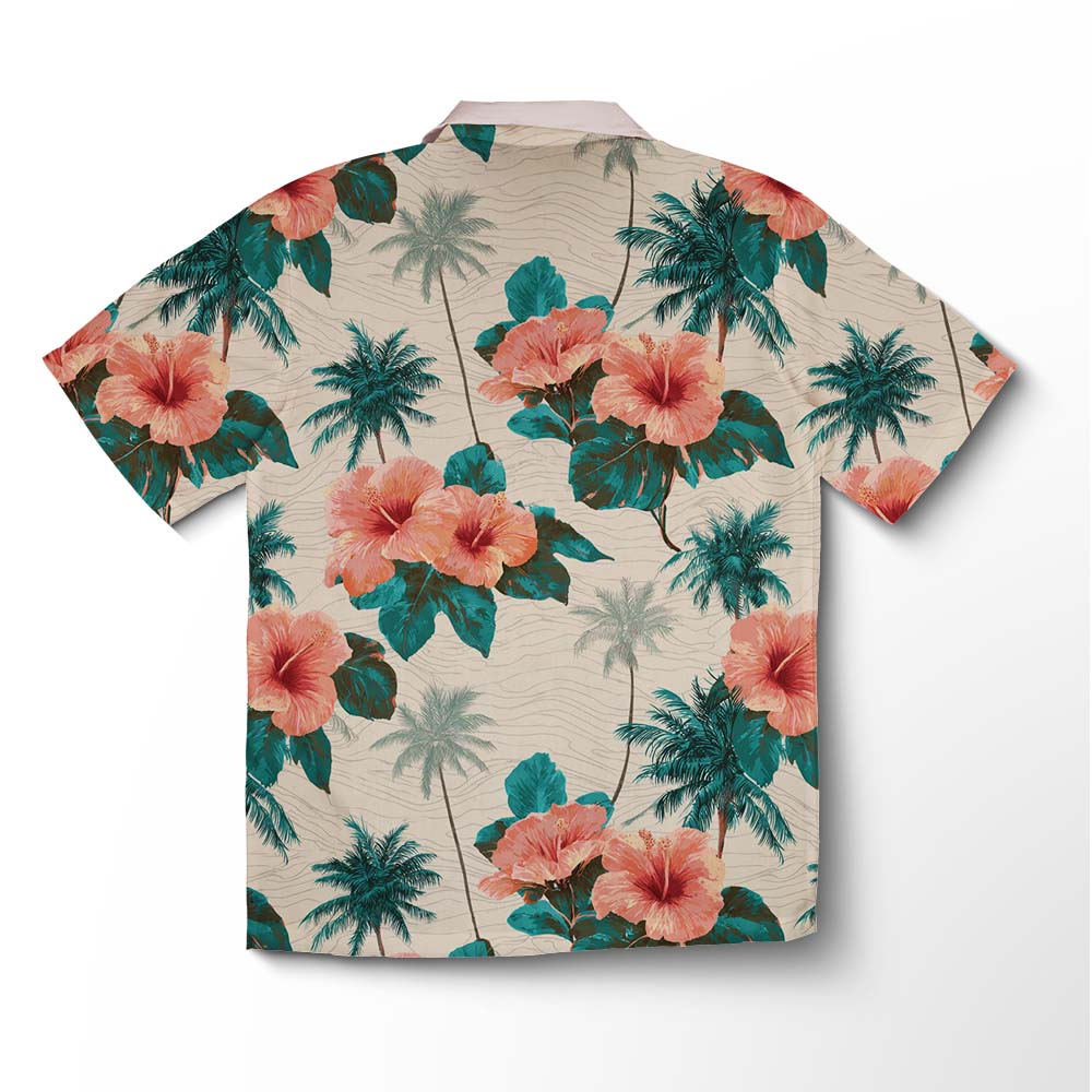 Chemise hawaïenne Hibiscus Corail – Image 2