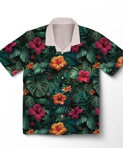 Chemise hawaïenne Orchidée Noire & Jungle Émeraude