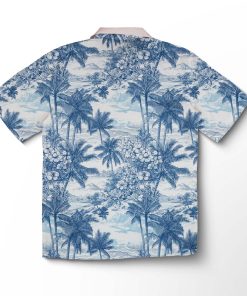 Alternative view of Chemise hawaïenne Gravure de Palmiers Indigo