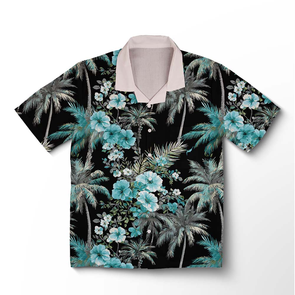 Chemise hawaïenne Jardin de Palmiers Midnight Aqua