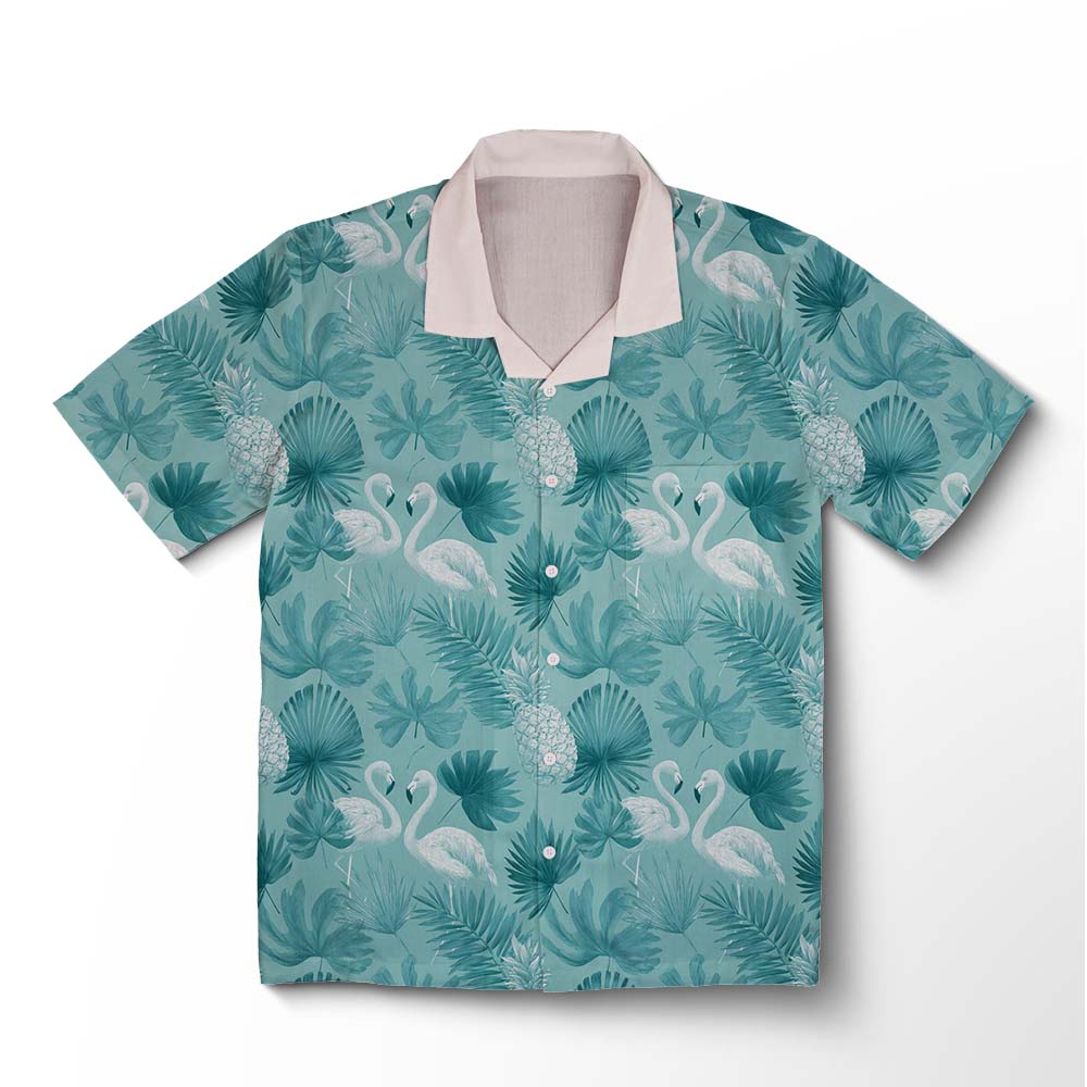 Chemise hawaïenne Havre Flamant Menthe