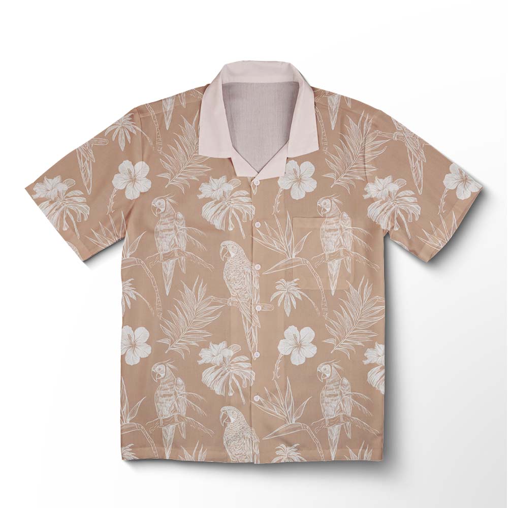 Chemise hawaïenne Perroquet Monochrome Vintage