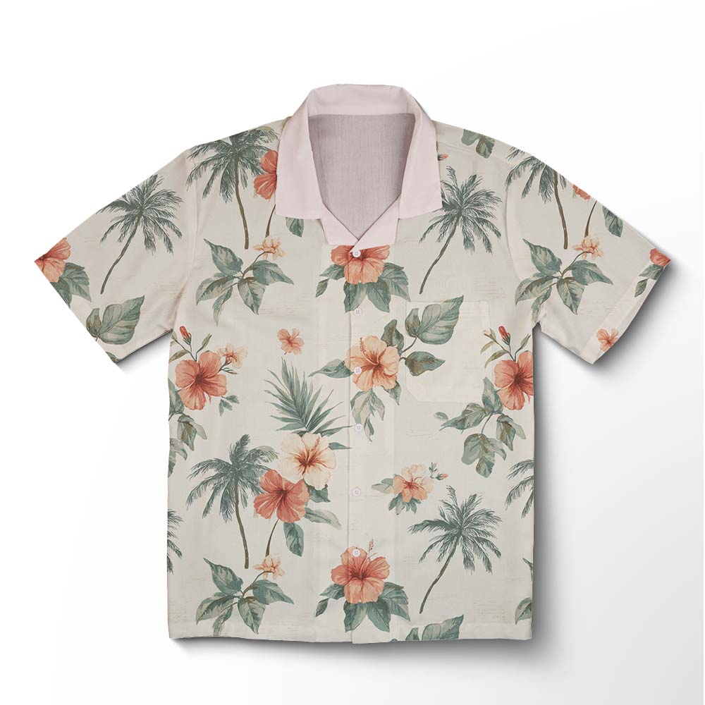 Chemise hawaïenne Murmure de Palmiers Pêche