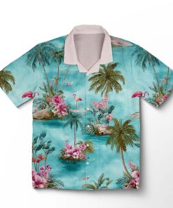 Chemise hawaïenne Palmiers Menthe Fraîche