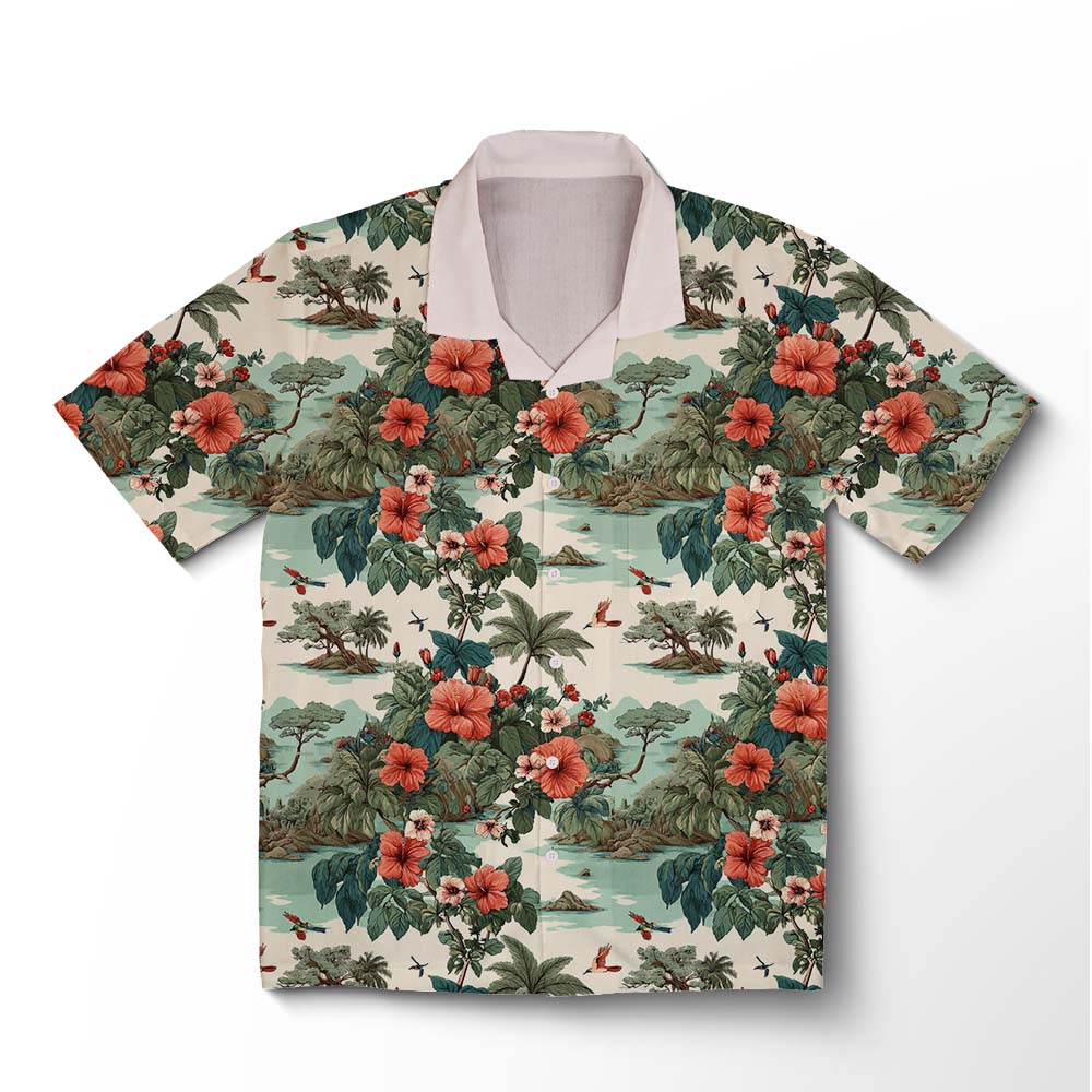 Chemise hawaïenne Palme Océan Vintage