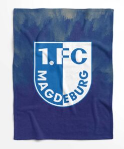 Alternative view of 1. FC Magdeburg blau Fleecedecke - Decke