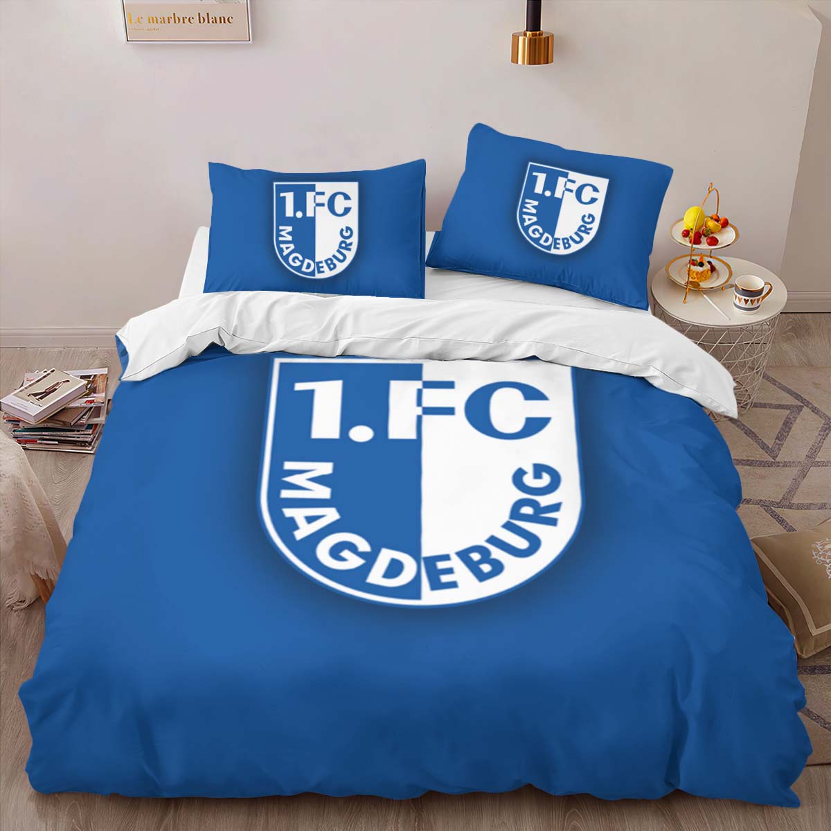 1. FC Magdeburg blue background Kinderbettwäsche - Bettwäsche