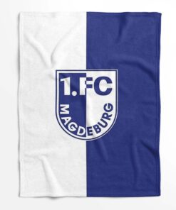 Alternative view of 1. FC Magdeburg weiß-blau Fleecedecke - Decke
