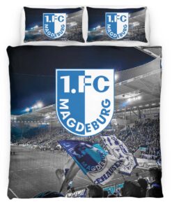 Alternative view of 1. FC Magdeburg white and blue field Bettwäsche