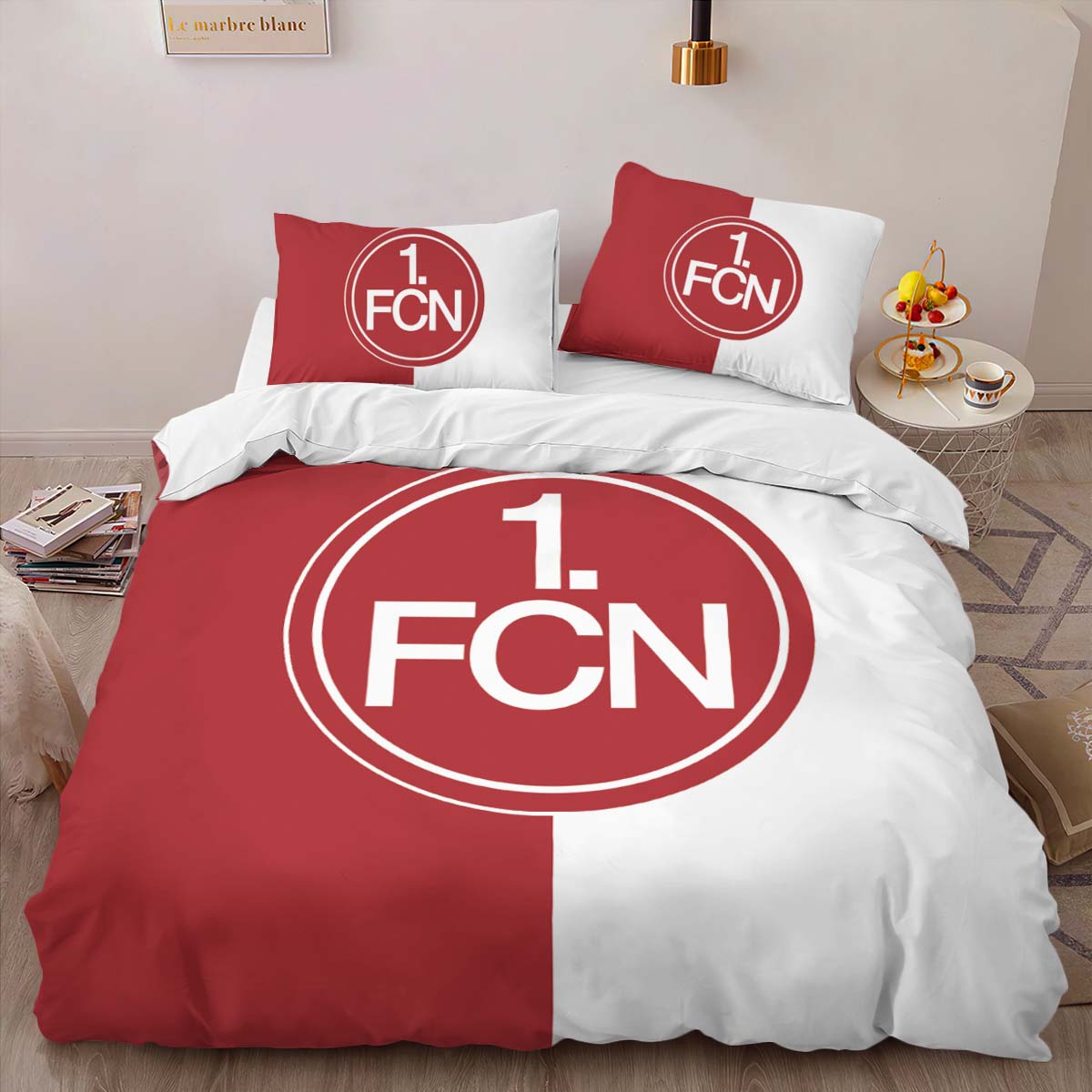 1. FC Nürnberg red white 02 background Kinderbettwäsche - Bettwäsche