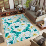 Blumenteppiche Blau Teppich