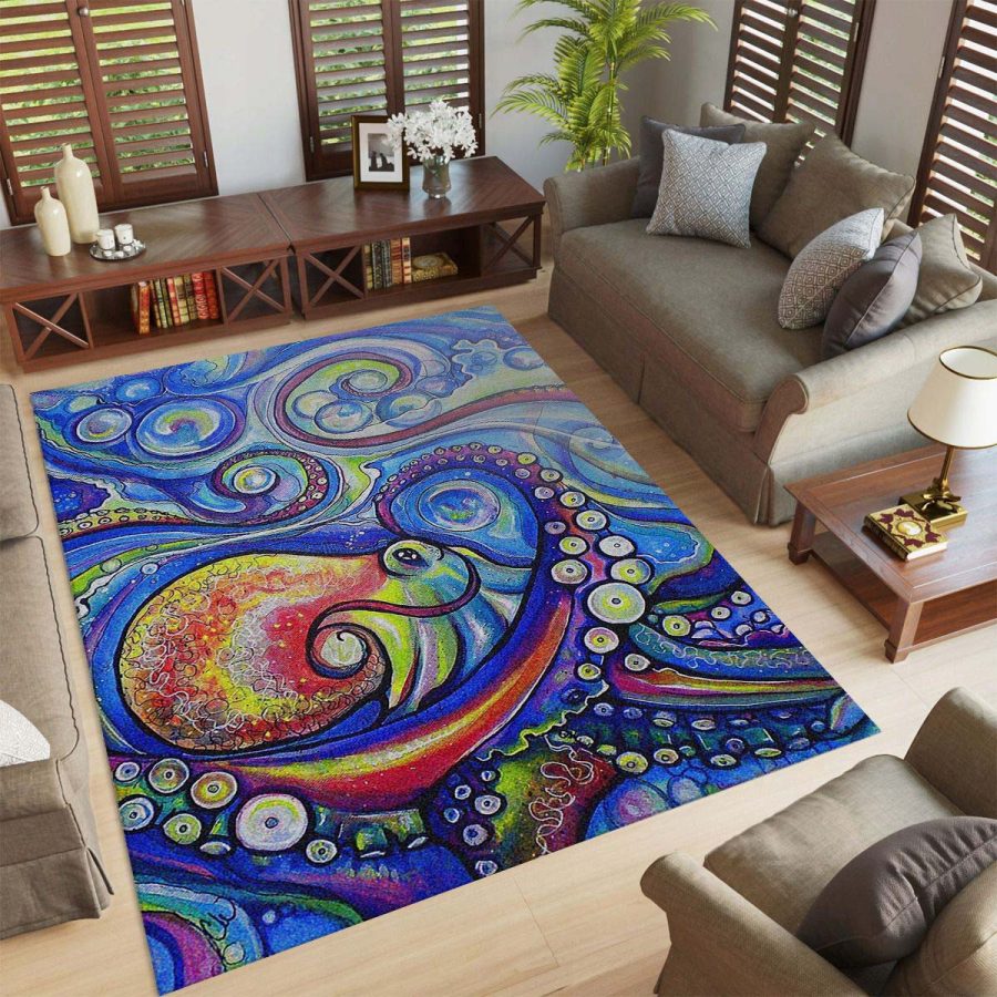 Wirbelnde Octopus Surf Art Sea Life Teppich – Bild 3