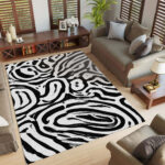 Schwarz-weißes Zebra-Muster Teppich