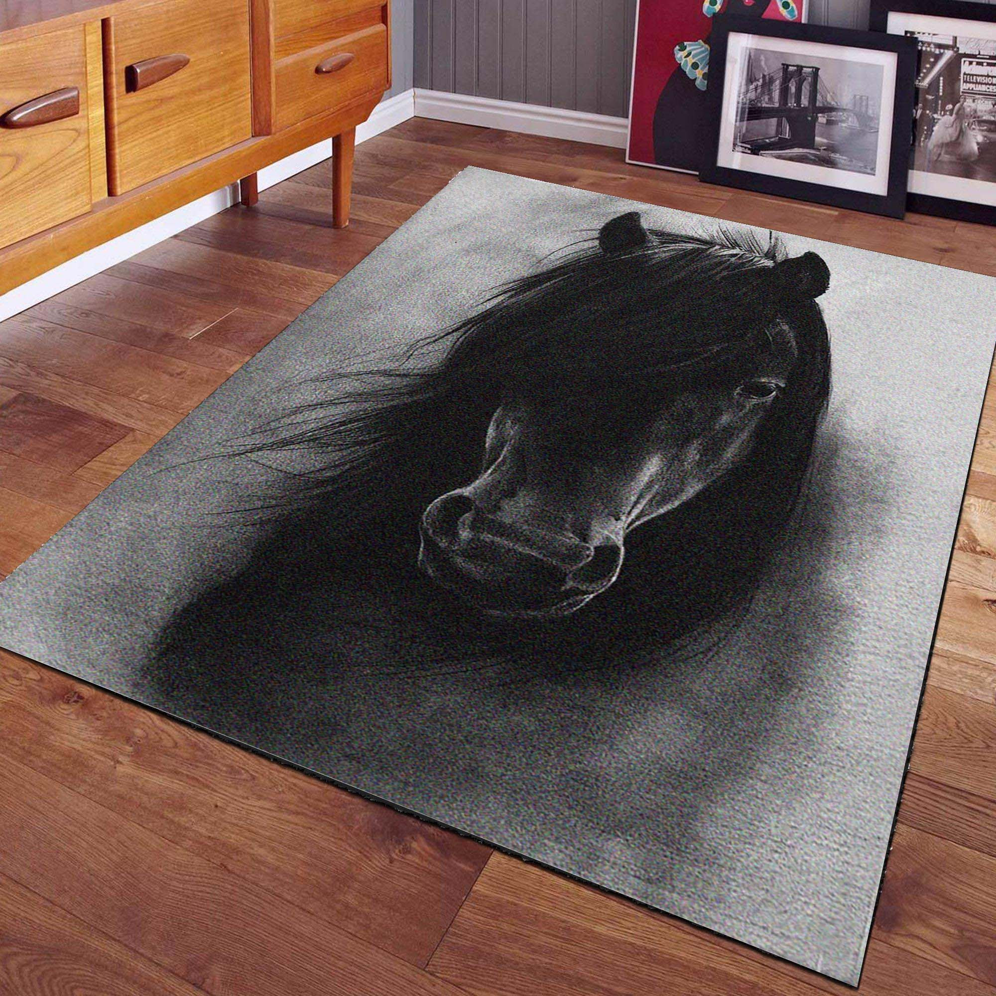 Pferd Monochrom Teppich – Bild 2