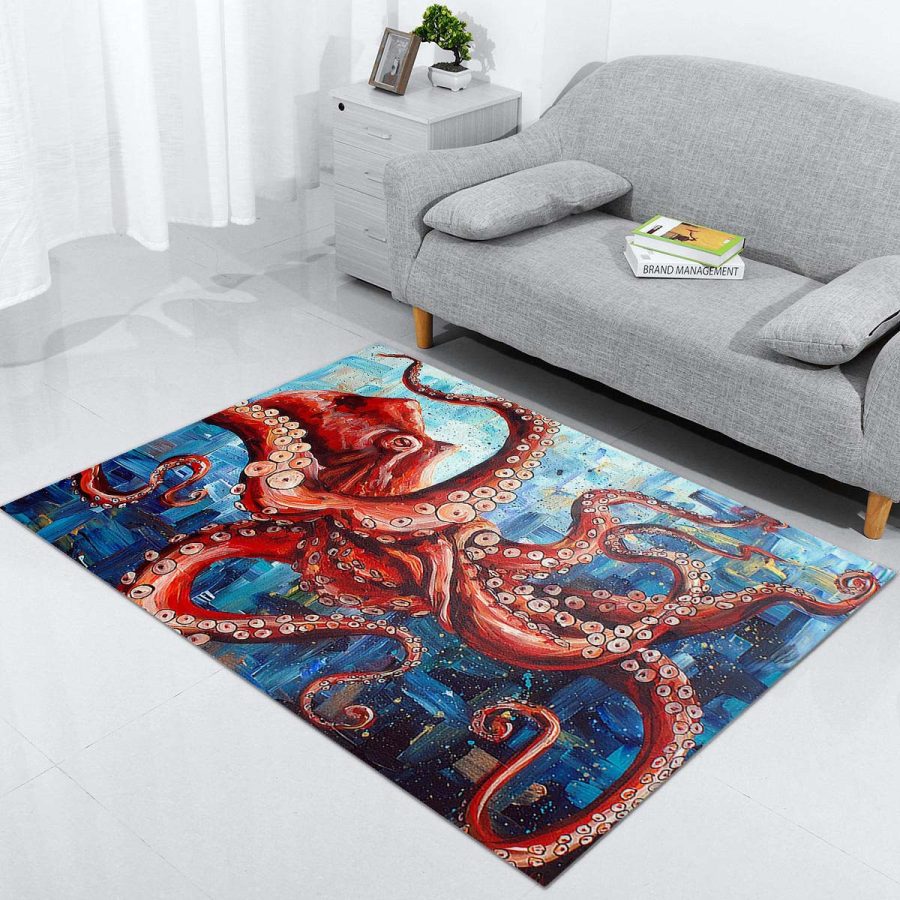 Oktopus-Ölgemälde Teppich – Bild 3