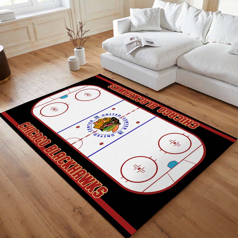 Chicago Blackhawks Eishockeymannschaft NHL Rink Teppich