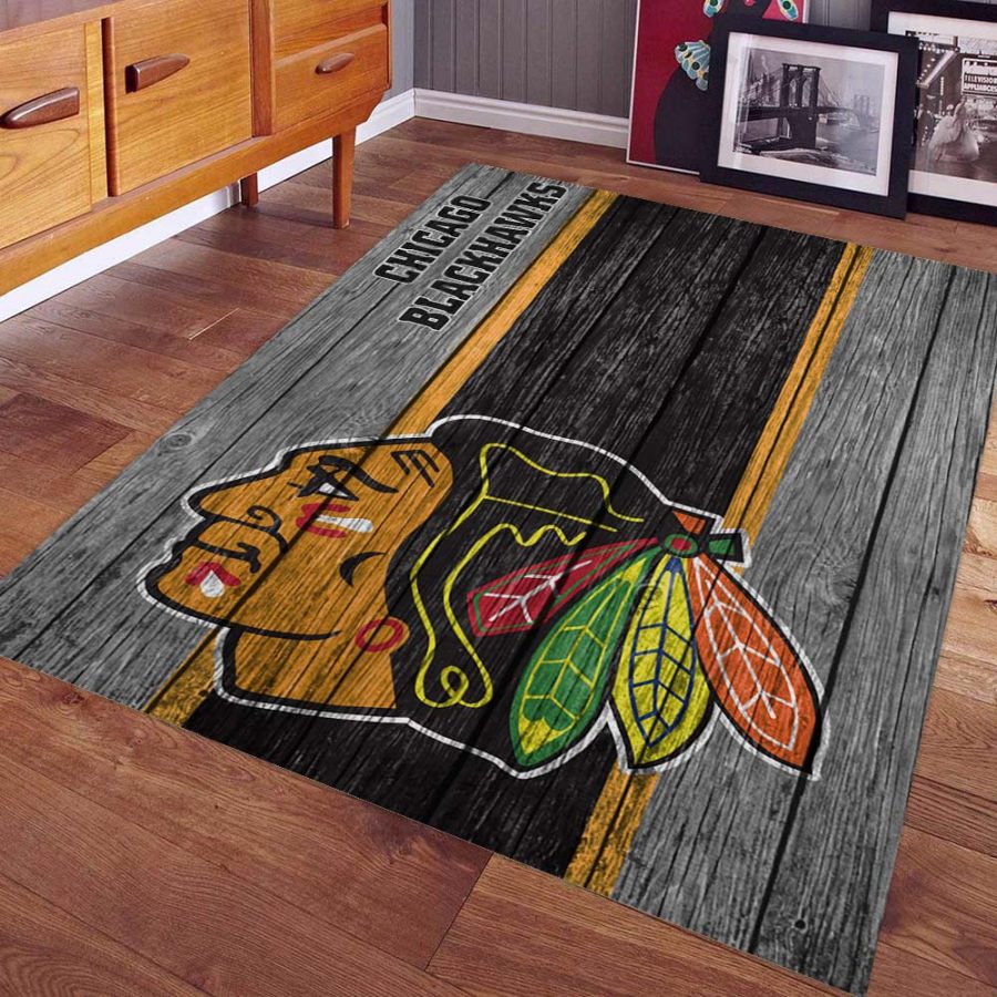 Chicago Blackhawks Hockey Team NHL auf Holz Teppich – Bild 4