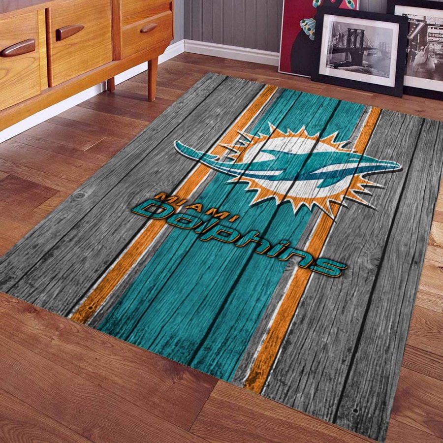 Miami Dolphins Football Team NFL auf Holz Teppich – Bild 4