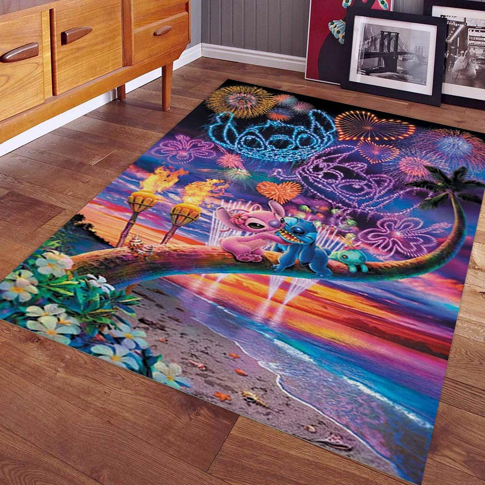 Disney Stitch und Winkel Kuss Liebe Feuerwerk Teppich – Bild 2