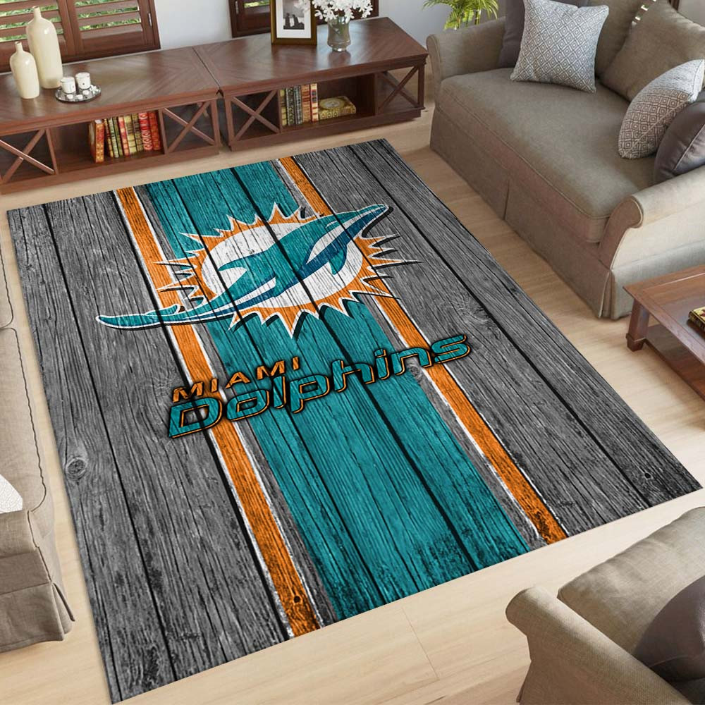 Miami Dolphins Football Team NFL auf Holz Teppich – Bild 2