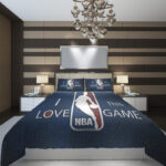 Blaues NBA Hintergrund Basketball Logo Kinderbettwäsche – Bettwäsche