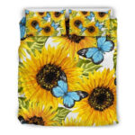 Blaue Schmetterlings Sonnenblume Kinderbettwäsche – Bettwäsche