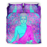 Lila und blaugrüner Buddha Kinderbettwäsche – Bettwäsche