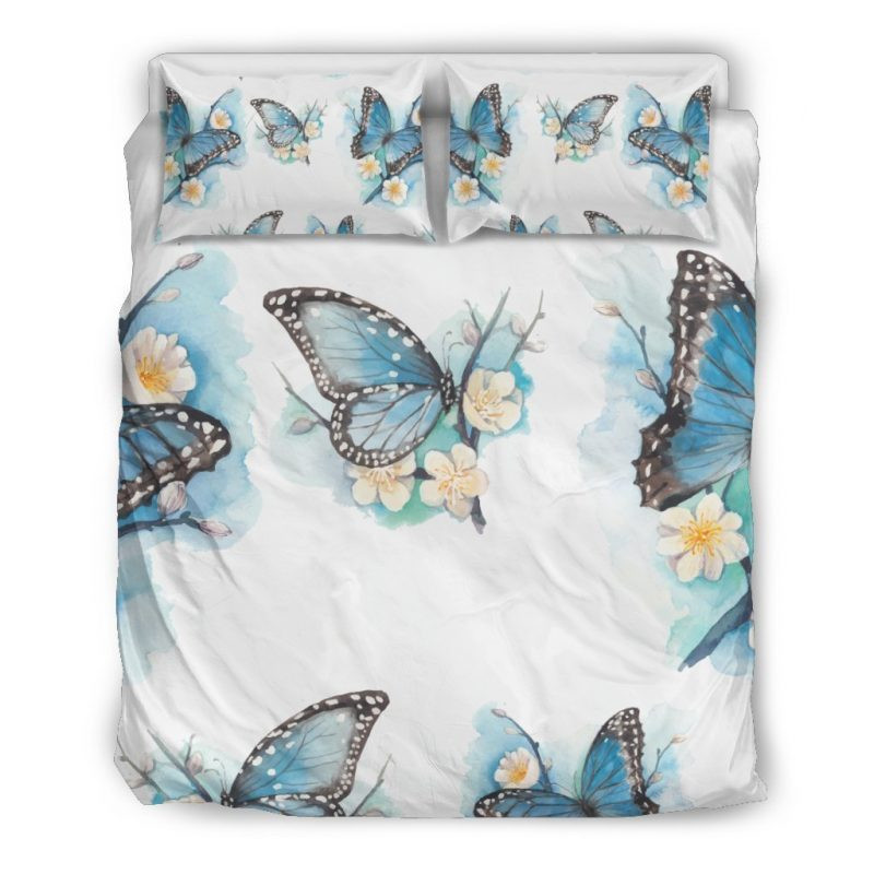 Blütenblauer Schmetterling Kinderbettwäsche - Bettwäsche