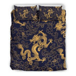 Goldener japanischer Drache Kinderbettwäsche – Bettwäsche