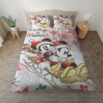 Mickey und Minnie Lustiges Mickey und Minnie Skifahren Weihnachten Kinderbettwäsche – Bettwäsche
