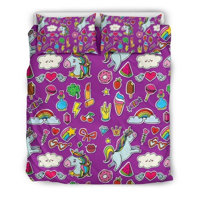 Lila Girly Einhorn Kinderbettwäsche - Bettwäsche
