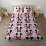 Mickey Mouse Nettes Mickey Gesicht Happy Valentines Day Kinderbettwäsche – Bettwäsche