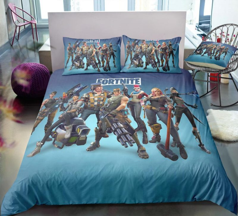Blau Fortnite Gamer Alle Charaktere Kinderbettwäsche - Bettwäsche