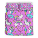 Rosa Girly Einhorn Donut Kinderbettwäsche – Bettwäsche
