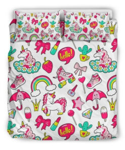 Weißes Girly Einhorn Kinderbettwäsche - Bettwäsche