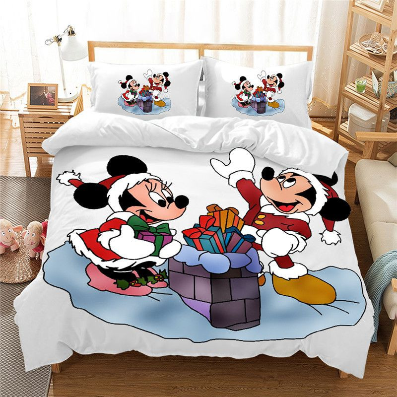Frohe Weihnachten Disney Micky Maus und Minnie Maus 2 Kinderbettwäsche - Bettwäsche