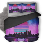 Retro Wave Lamborghini Neon City Kinderbettwäsche – Bettwäsche