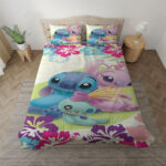 Lilo und Stitch Disney Stich und Engel Tropical Blumen Valentinstag Kinderbettwäsche – Bettwäsche