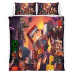 Alle Minecraft Charaktere im Nether Kampf Kinderbettwäsche – Bettwäsche