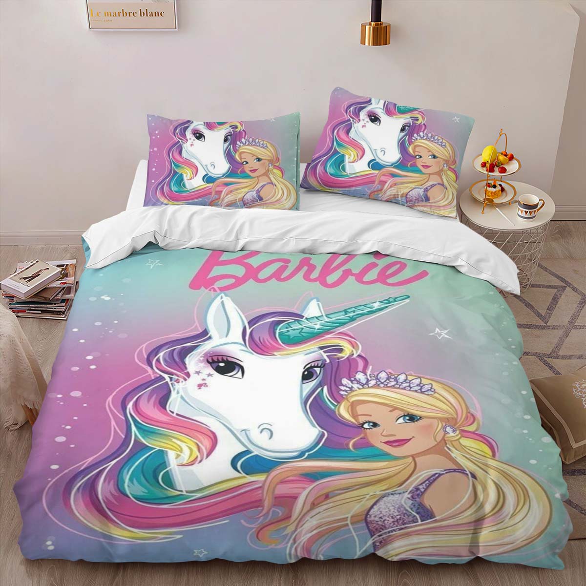 Barbie und Einhorn 2 Kinderbettwäsche – Bettwäsche – Bild 2