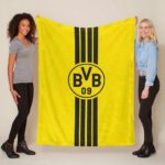 Borussia Dortmund BVB Schwarz kariert gelber Hintergrund Fleecedecke – Decke