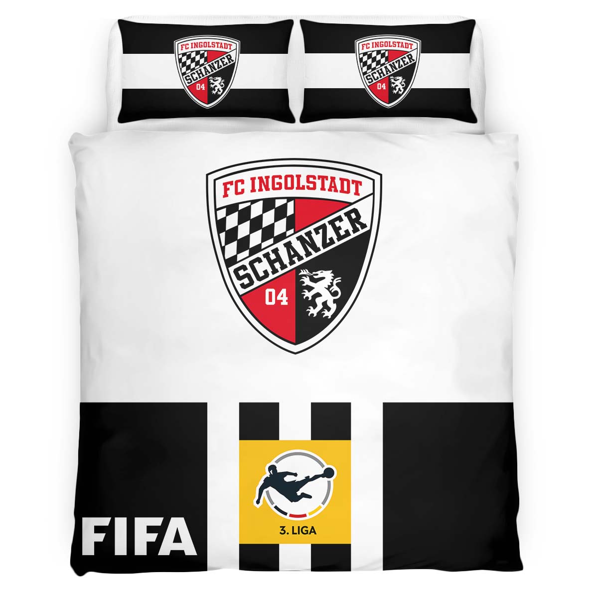 FC Ingolstadt 04 with black and white background Kinderbettwäsche - Bettwäsche – Bild 2