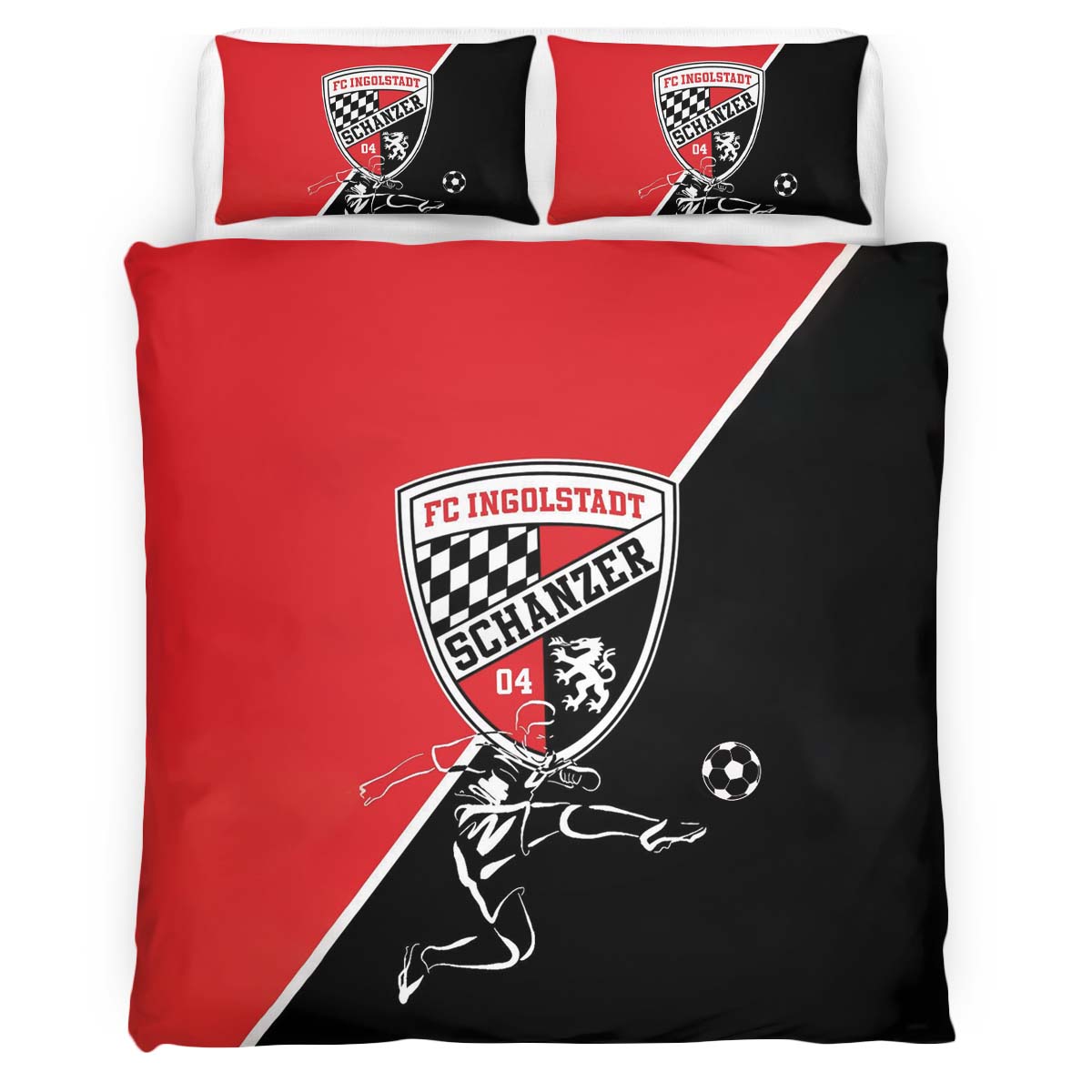FC Ingolstadt Schanzer 04 white red background Kinderbettwäsche - Bettwäsche – Bild 2