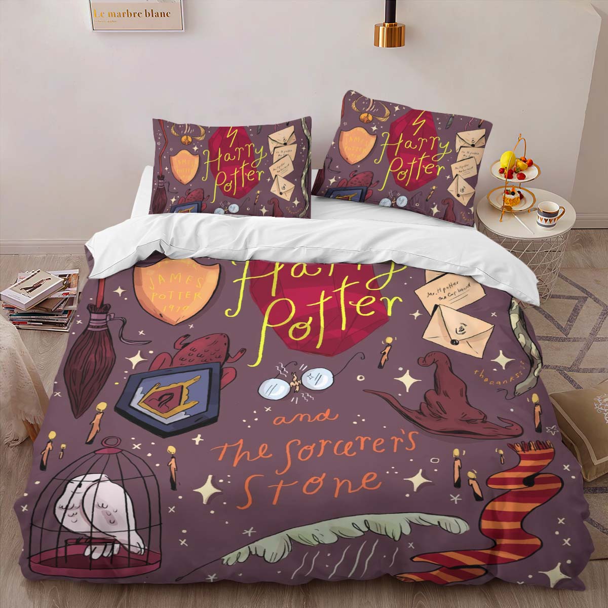 Harry Potter Symbole Eule Sprechender Hut Brief Kinderbettwäsche – Bettwäsche – Bild 2