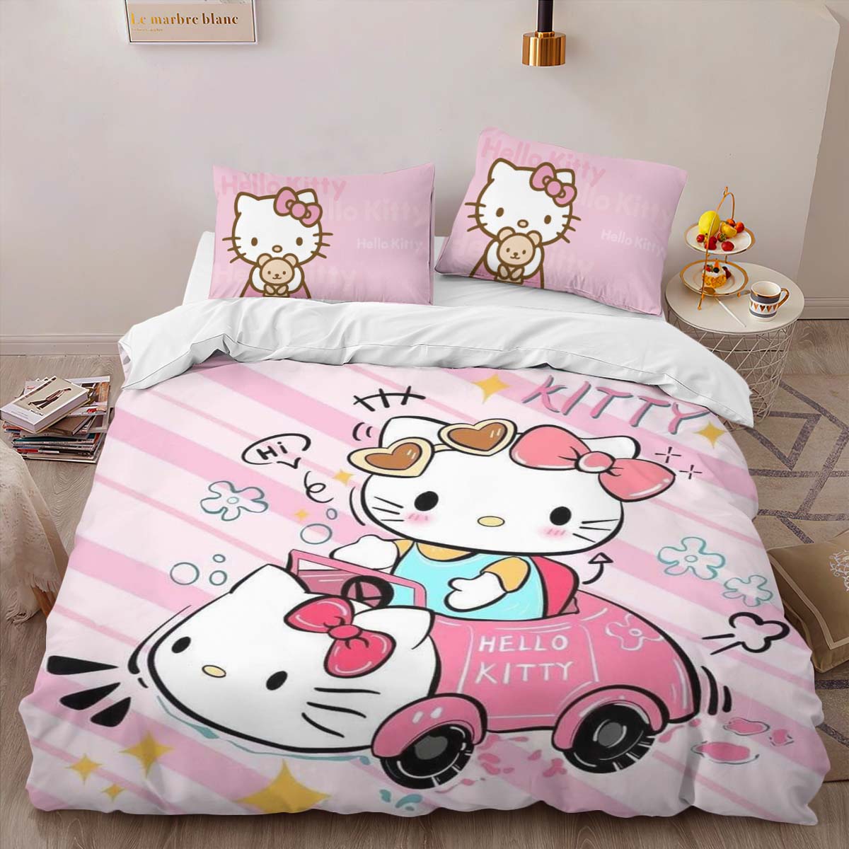 Hello Kitty und Rosa Auto Kinderbettwäsche – Bettwäsche – Bild 2