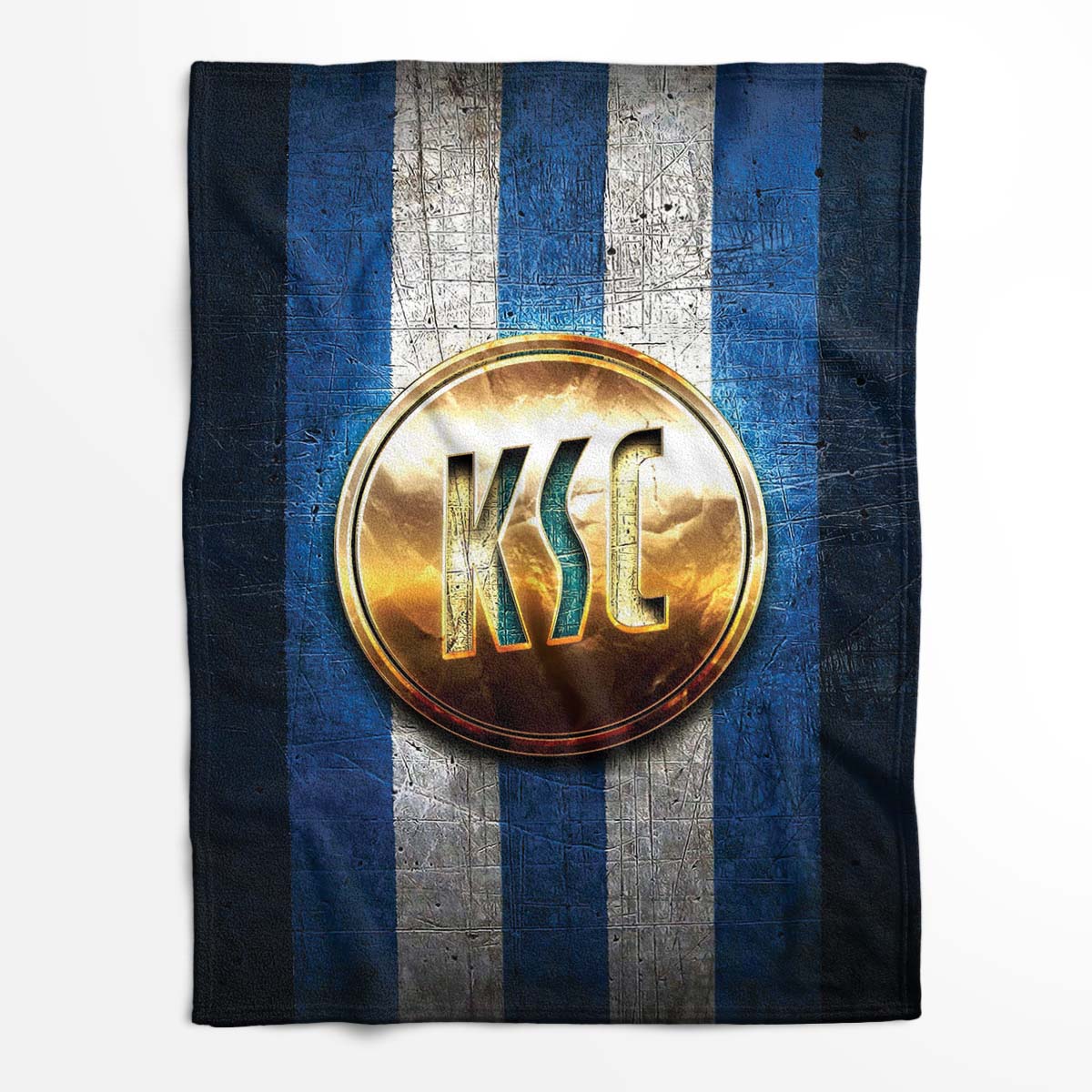 Karlsruher FC KSC blaues Metall und goldenes Logo Fleecedecke - Decke – Bild 2