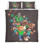 Minecraft Alle Charaktere Steve Creeper Schwein Zombie Dorfbewohner Kinderbettwäsche – Bettwäsche