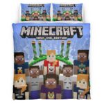 Minecraft Alle Charaktere Verbündete im Spiel Kinderbettwäsche – Bettwäsche
