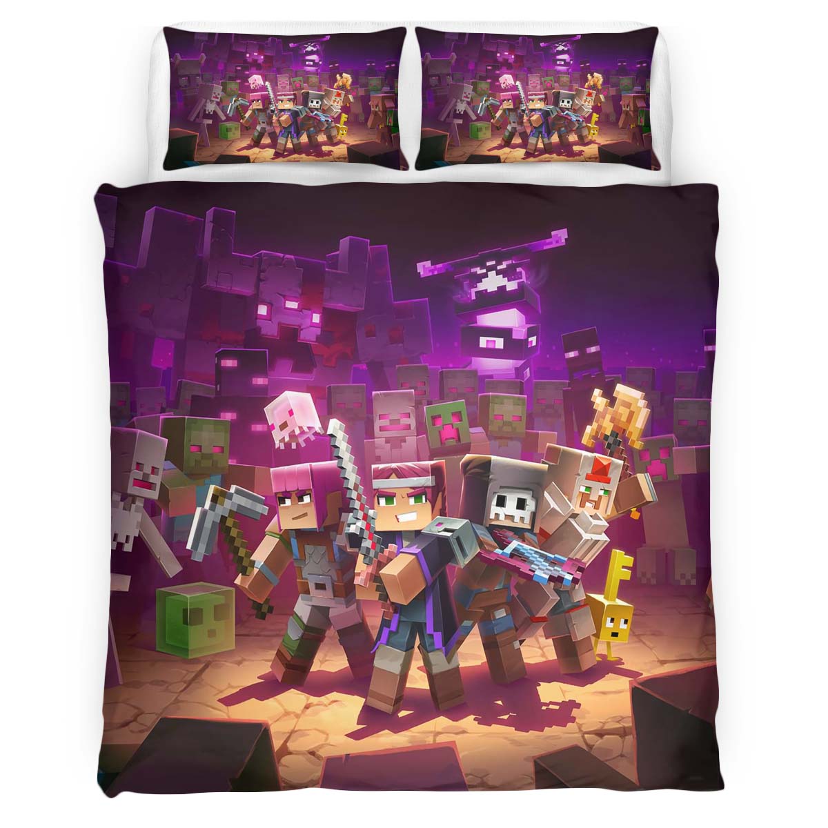Minecraft Charaktere im Nether Biom Kinderbettwäsche – Bettwäsche